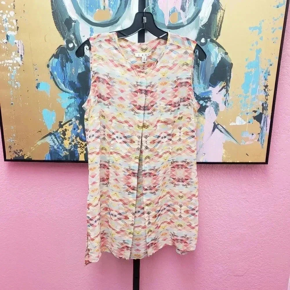 CAbi Style 760 Sheer Avery Aztec Tunic Button Down Top
